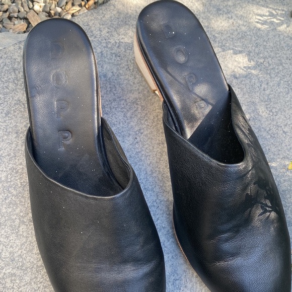 Dopp Mules Greta Wooden Asphalt Black Leather sz 8 - Picture 3 of 12